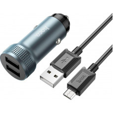 HOCO (6931474795656) Z49 Metal grey АЗУ 2USB 2.4A для micro USB