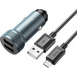 HOCO (6931474795656) Z49 Metal grey АЗУ 2USB 2.4A для micro USB