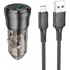 BOROFONE (6941991106910) BZ23 Transparent Black АЗУ 1USB 3.0A QC3.0 18W быстрая зарядка для micro USB