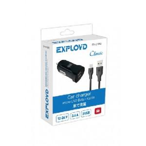 EXPLOYD EX-Z-582 micro USB 3.4А 2.4А+1А 2хUSB чёрный Classic