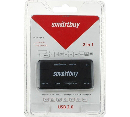SMARTBUY (SBRH-750-K) хаб + картридер черный
