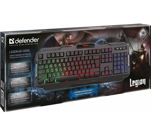 DEFENDER (45010) Legion GK-010DL RU,RGB подсветка,19 Anti-Ghost