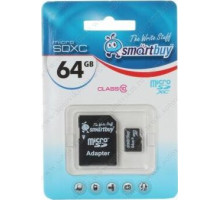 SMARTBUY (SB64GBSDCL10-01) MicroSDXC 64GB Class10 UHS-1 + адаптер