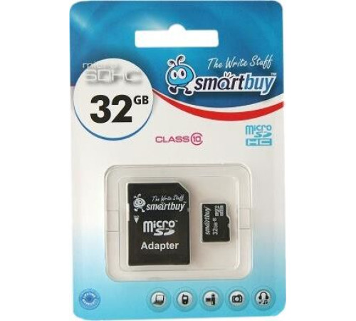 SMARTBUY (SB32GBSDCL10-01) MicroSDHC 32GB Class10 UHS-I + адаптер