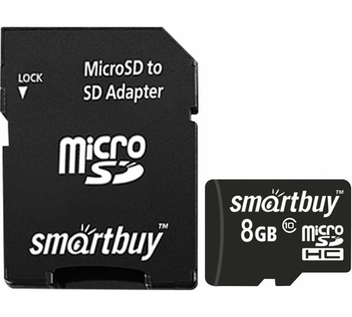 SMARTBUY (SB8GBSDCL10-01) MicroSDHC 8GB Сlass10 + адаптер