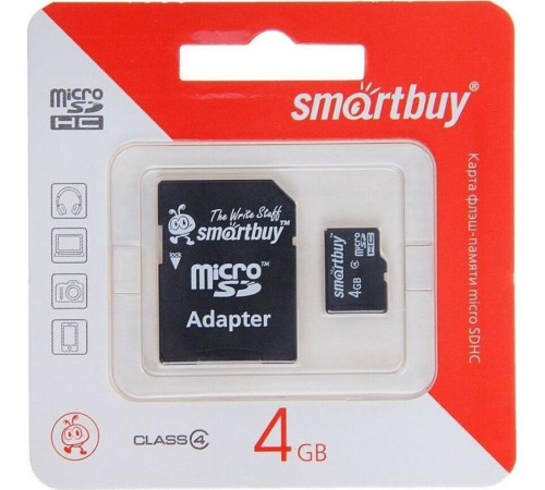 SMARTBUY (SB4GBSDCL10-01) MicroSDHC 4GB Class10 + адаптер