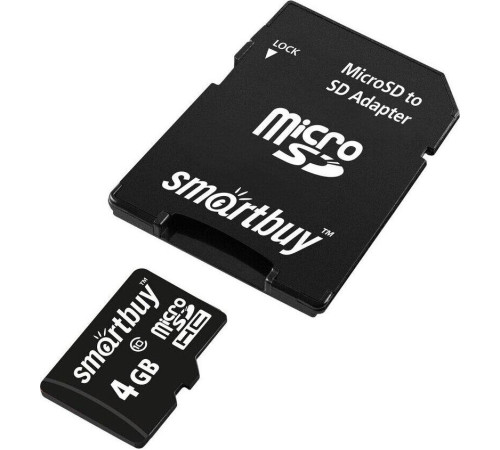 SMARTBUY (SB4GBSDCL10-01) MicroSDHC 4GB Class10 + адаптер