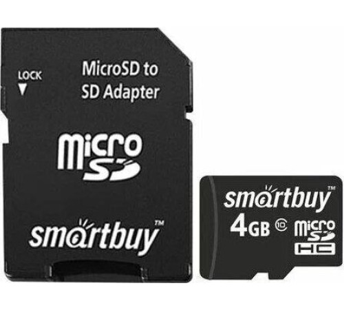 SMARTBUY (SB4GBSDCL10-01) MicroSDHC 4GB Class10 + адаптер