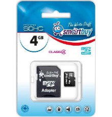 SMARTBUY (SB4GBSDCL4-01) MicroSDHC 4GB Class4 + адаптер