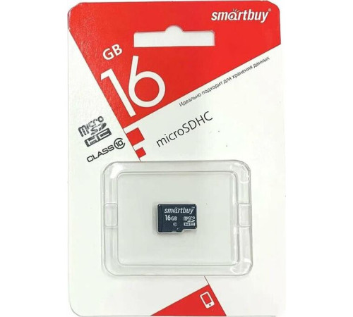 SMARTBUY (SB16GBSDCL10-01) MicroSDHC 16GB Сlass10 + адаптер
