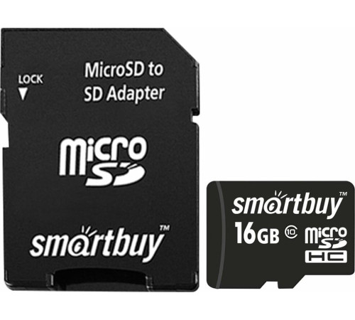 SMARTBUY (SB16GBSDCL10-01) MicroSDHC 16GB Сlass10 + адаптер