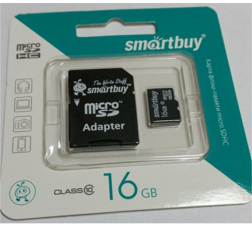 SMARTBUY (SB16GBSDCL10-01) MicroSDHC 16GB Сlass10 + адаптер
