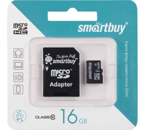 SMARTBUY (SB16GBSDCL10-01) MicroSDHC 16GB Сlass10 + адаптер
