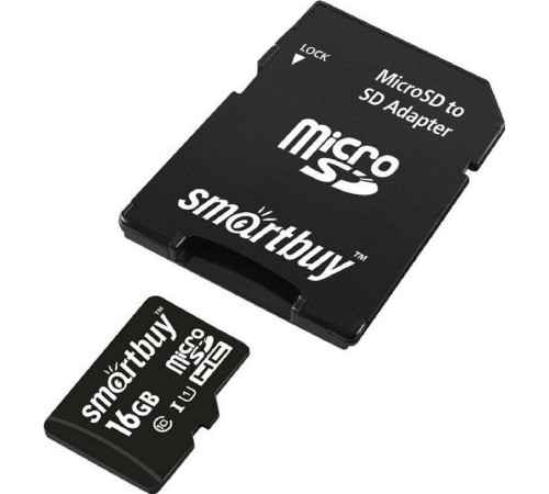 SMARTBUY (SB16GBSDCL10-01) MicroSDHC 16GB Сlass10 + адаптер