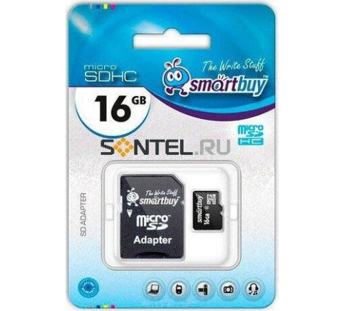 SMARTBUY (SB16GBSDCL10-01) MicroSDHC 16GB Сlass10 + адаптер