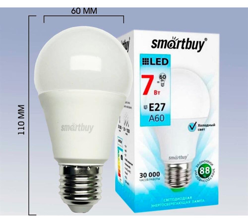 SMARTBUY (SBL-A60-07-40K-E27-N) 7W/4000/E27