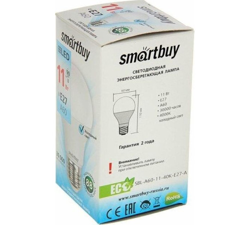 SMARTBUY (SBL-A60-09-40K-E27-N) 9W/4000/E27