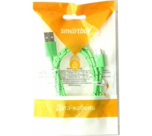 SMARTBUY (iK-12n green) USB - MICRO USB нейлон 1.м зеленый