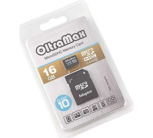 OLTRAMAX MicroSDHC 16GB Class10 + адаптер SD [OM016GCSDHC10-AD]