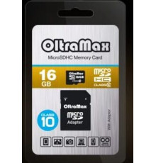 OLTRAMAX MicroSDHC 16GB Class10 + адаптер SD [OM016GCSDHC10-AD]