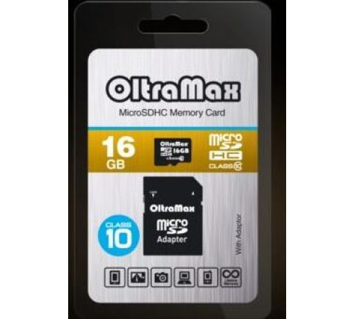 OLTRAMAX MicroSDHC 16GB Class10 + адаптер SD [OM016GCSDHC10-AD]