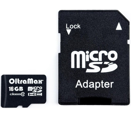 OLTRAMAX MicroSDHC 16GB Class10 + адаптер SD [OM016GCSDHC10-AD]
