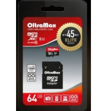 OLTRAMAX MicroSDXC 64GB Class 10 UHS-1 Elite + адаптер SD 45 MB/s [OM064GCSDXC10UHS-1-ElU1]