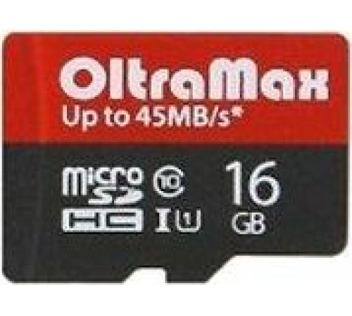 OLTRAMAX MicroSDHC 16GB Class 10 UHS-1 Elite + адаптером SD 45 MB/s [OM016GCSDHC10UHS-1-ElU1]