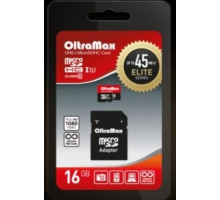 OLTRAMAX MicroSDHC 16GB Class 10 UHS-1 Elite + адаптером SD 45 MB/s [OM016GCSDHC10UHS-1-ElU1]