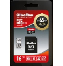 OLTRAMAX MicroSDHC 16GB Class 10 UHS-1 Elite + адаптером SD 45 MB/s [OM016GCSDHC10UHS-1-ElU1]