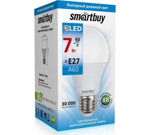 SMARTBUY (SBL-A60-07-60K-E27) 7W/6000/E27