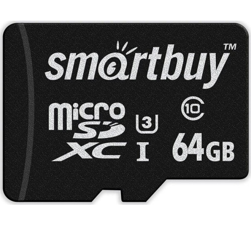 SMARTBUY (SB64GBSDCL10U3-01) MicroSDXC 64GB Class10 PRO (U3) 95/60 MB/S + адаптер