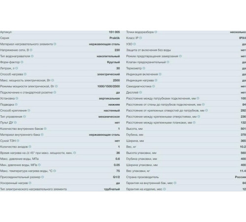 THERMEX PRAKTIK 30 V SLIM ЭДЭ001638