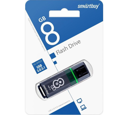 SMARTBUY (SB8GBGS-DG) 8GB GLOSSY SERIES DARK GREY USB 3.0
