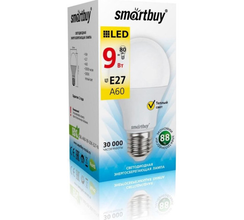 SMARTBUY (SBL-A60-09-30K-E27-N) 9W/3000/E27