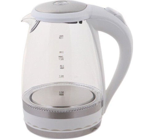 Чайник электрический DELTA DL-1202 white (1,5л. стекло)
