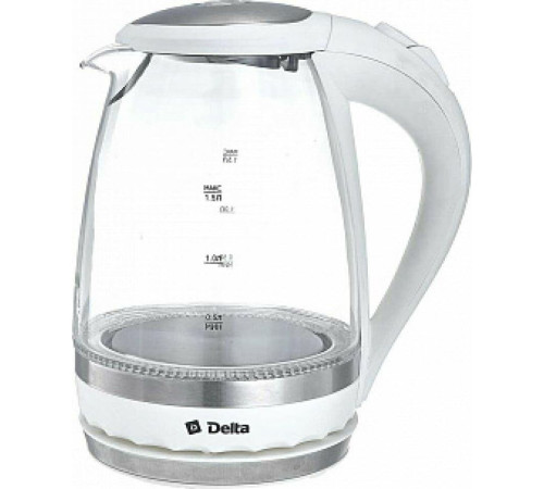 Чайник электрический DELTA DL-1202 white (1,5л. стекло)