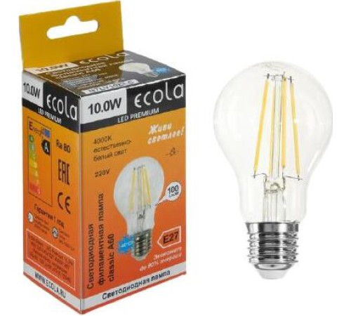 ECOLA N7LV10ELC ФИЛАМЕНТ 10W/A60//E27/4000K