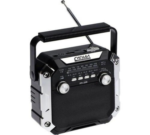 СИГНАЛ РП-228 УКВ 64-108МГц, 220V, акб 1200mA/h, USB/microSD/AUX, светодиодный фонарь/дискосвет