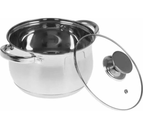 WEBBER BE-614/6 Набор посуды из нерж.стали 6 пр. 2,1л, 2,9л, 3,9л со стеклянными крышками