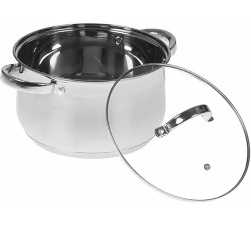 WEBBER BE-616/6 Набор посуды из нерж.стали 6 пр. 2,1л, 2,9л, 3,9л со стеклянными крышками