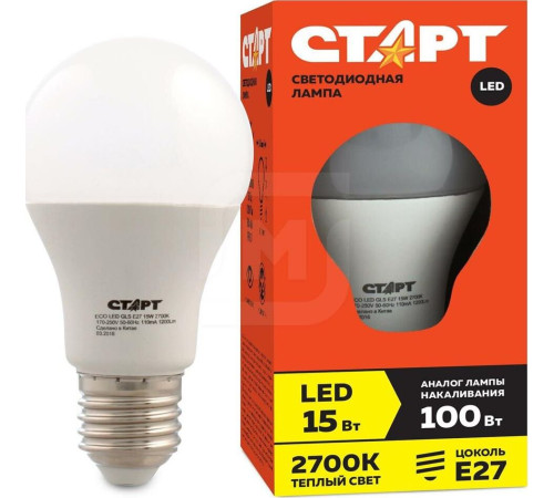 СТАРТ (17288) LEDGLS E27 15W30 WS