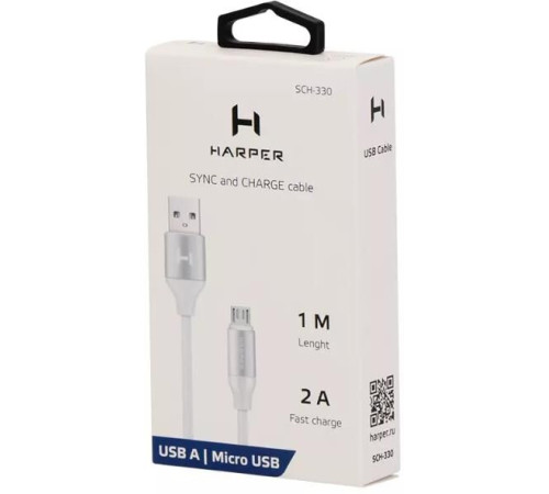 HARPER SCH-330 (MICRO-USB, 1м, оплетка силикон) белый