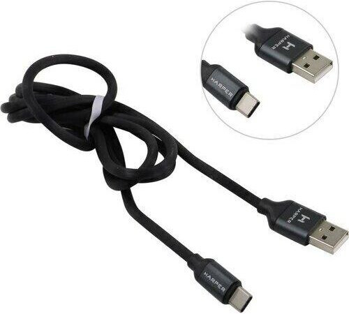 HARPER SCH-730 (USB TYPE C, 1м, оплетка силикон) черный