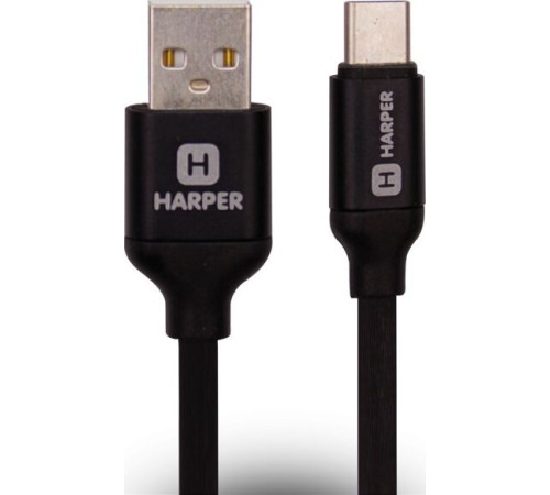 HARPER SCH-730 (USB TYPE C, 1м, оплетка силикон) черный
