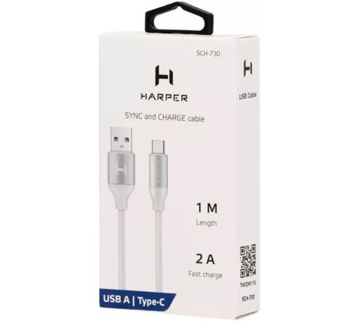 HARPER SCH-730 (USB TYPE C, 1м, оплетка силикон) белый