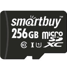 Карта памяти SMARTBUY (SB256GBSDCL10-01) MicroSDXC 256GB Class10 UHS-1 + адаптером
