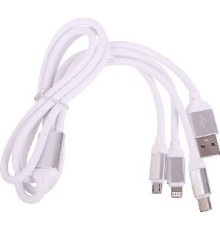 SMARTBUY (iK-312 white) 3 в 1 MICROUSB+TYPE-C+8 PIN 1 м