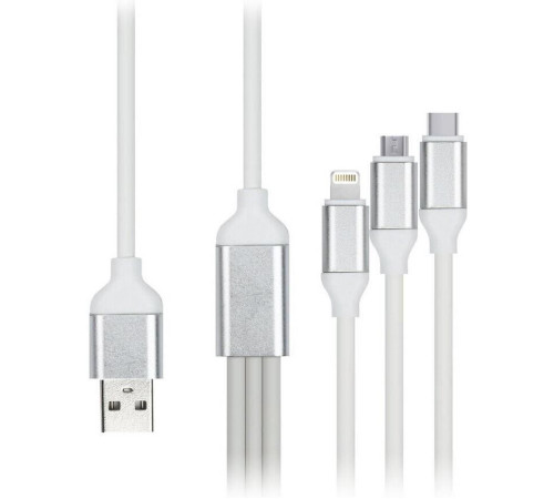 SMARTBUY (iK-312 white) 3 в 1 MICROUSB+TYPE-C+8 PIN 1 м