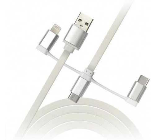 SMARTBUY (iK-312 white) 3 в 1 MICROUSB+TYPE-C+8 PIN 1 м